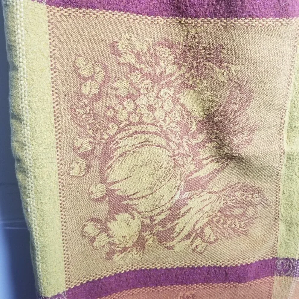 Pumpkin Grid Jacquard Red Gold Cotton Autumn Tablecloth 85L x 54W